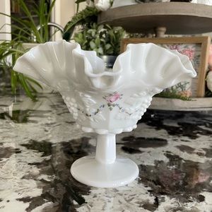 Vintage Westmoreland Hand-painted Pedestal Bowl